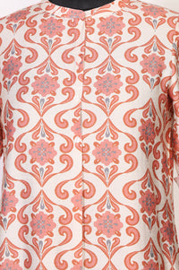Peach Floral Printed Rayon Straight Kurta and Palazzo Set