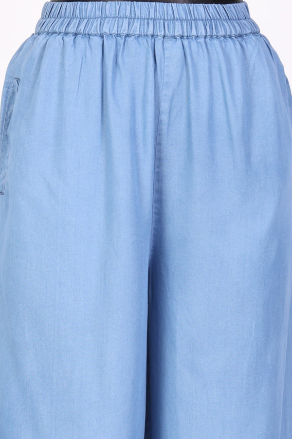 Blue Solid Lyocell Straight Kurta with Salwar Co-ord Set