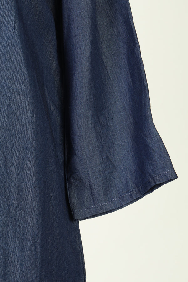 Blue Solid Lyocell Straight Kurta with Trousers Co-ord Set