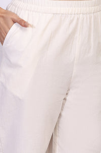 Pink Geometric Printed Cotton Blend Straight Kurta with Palazzo Set