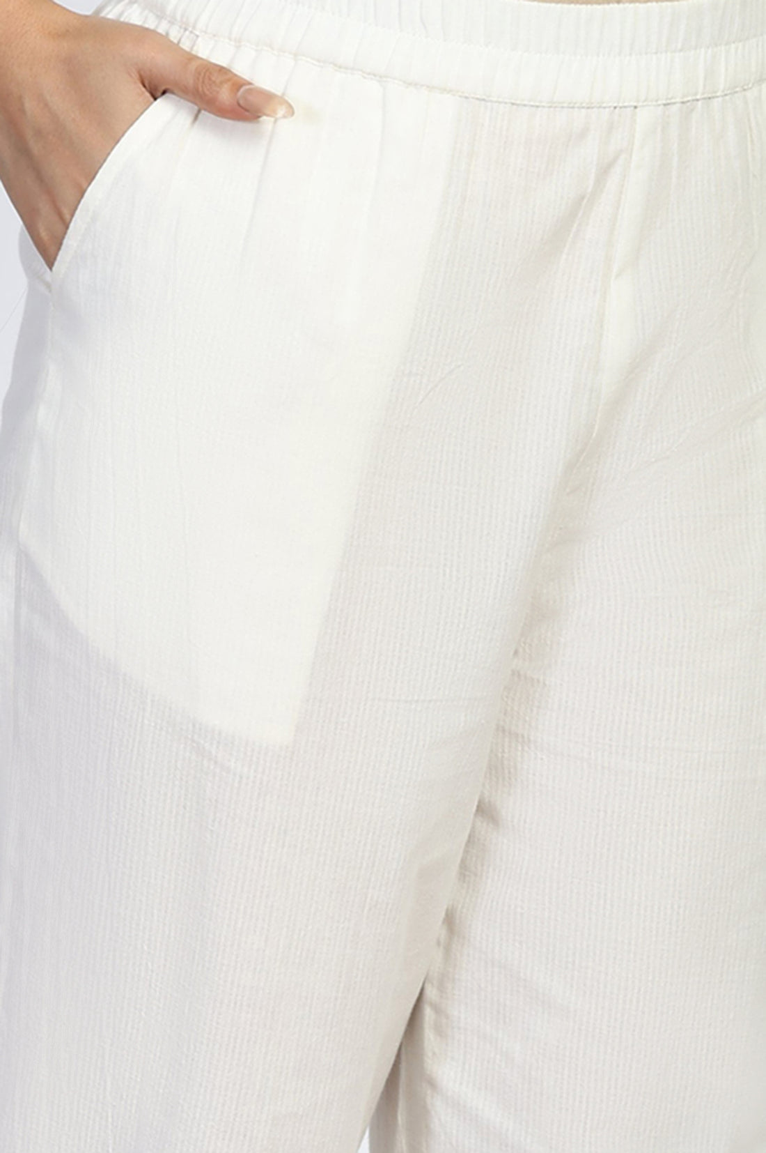 Yellow Geometric Printed Cotton Blend Straight Kurta with Palazzo Set