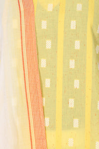 Yellow Textured Cotton Sleeveless Straight Kurta with Palazzos and Striped Dupatta Set