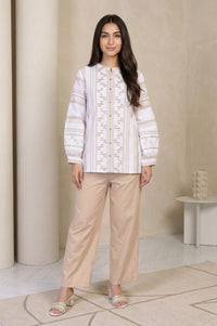 White Self-design Pure Cotton Straight Tunic and Palazzo Set