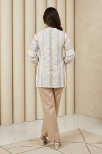 White Self-design Pure Cotton Straight Tunic and Palazzo Set