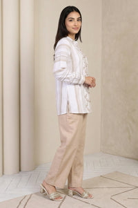 White Self-design Pure Cotton Straight Tunic and Palazzo Set