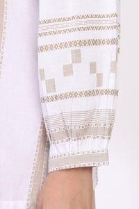 White Self-design Pure Cotton Straight Tunic and Palazzo Set
