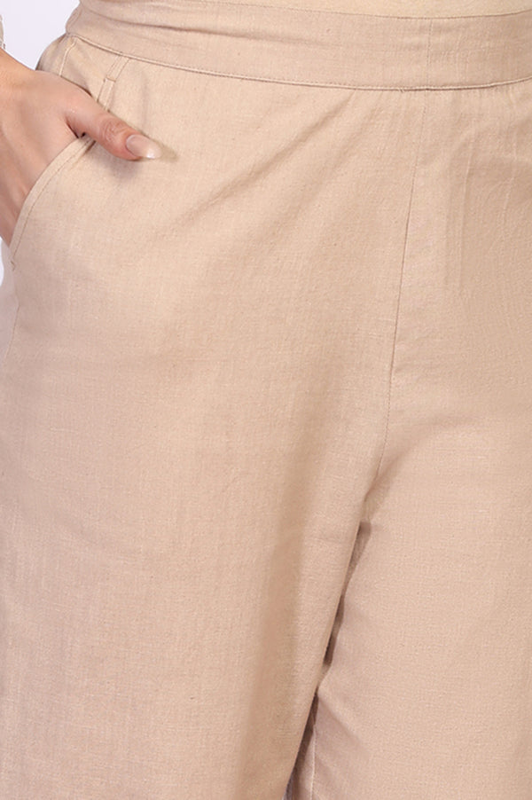 White Self-design Pure Cotton Straight Tunic and Palazzo Set