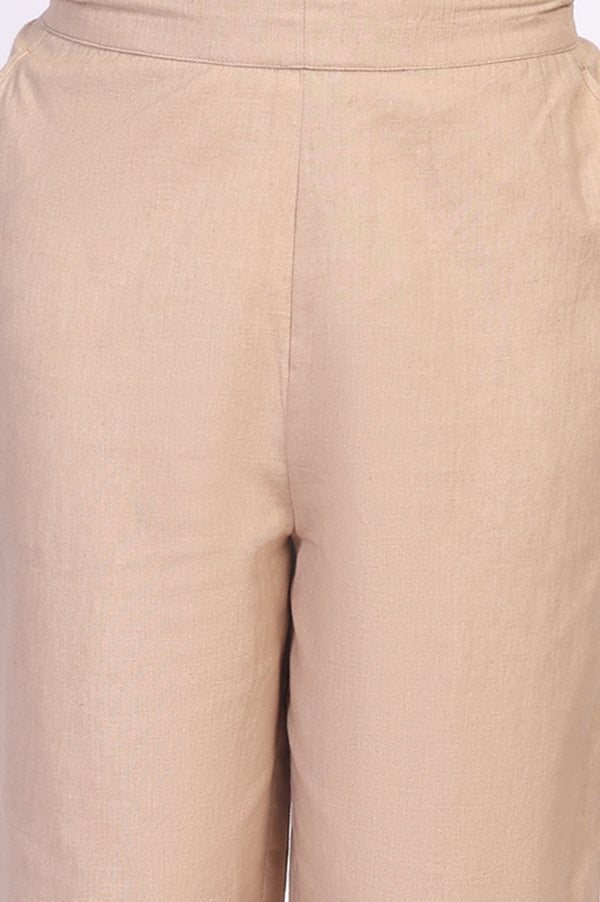 White Self-design Pure Cotton Straight Tunic and Palazzo Set