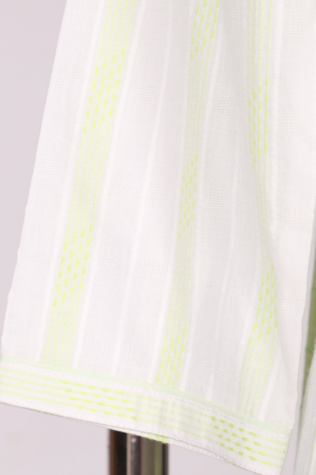 White Striped Tassels Pure Cotton Straight Kurta with Palazzo and Dupatta Set