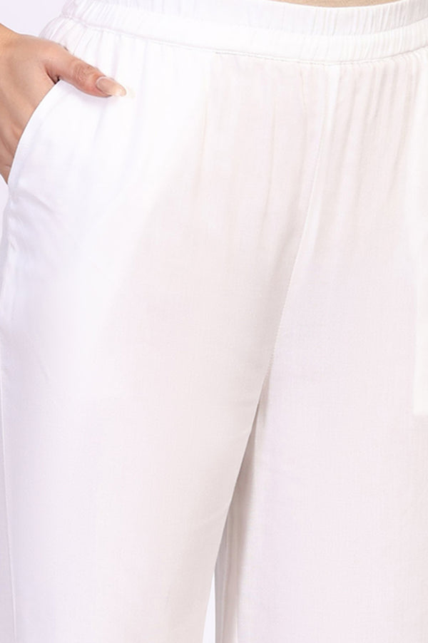 Pink Striped Cotton Blend Straight Kurta with Palazzo and Dupatta Set