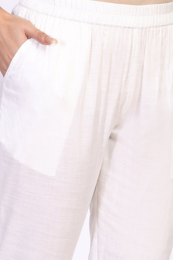 Mint Green Solid Cotton Blend Straight Kurta with Trouser and Dupatta Set