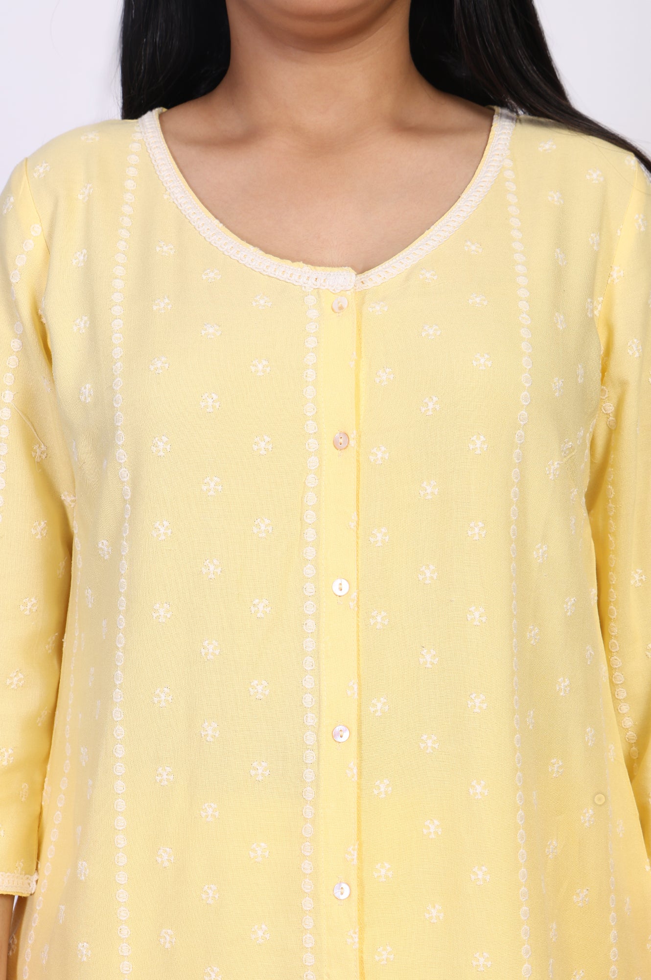 Yellow Embroidered A-Line Crepe Top with Palazzo Set