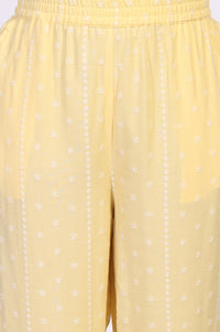 Yellow Embroidered A-Line Crepe Top with Palazzo Set