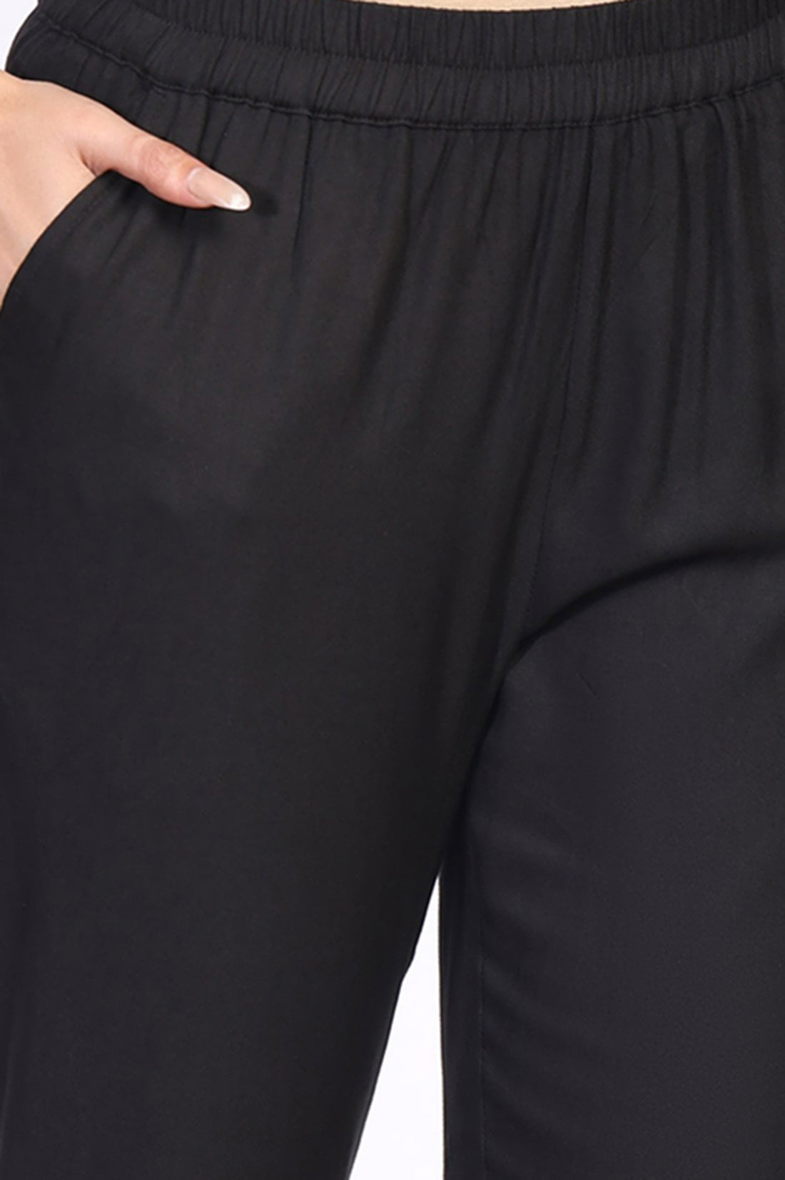 Black Floral Printed Flared Kurta with Gillet and Trouser Set