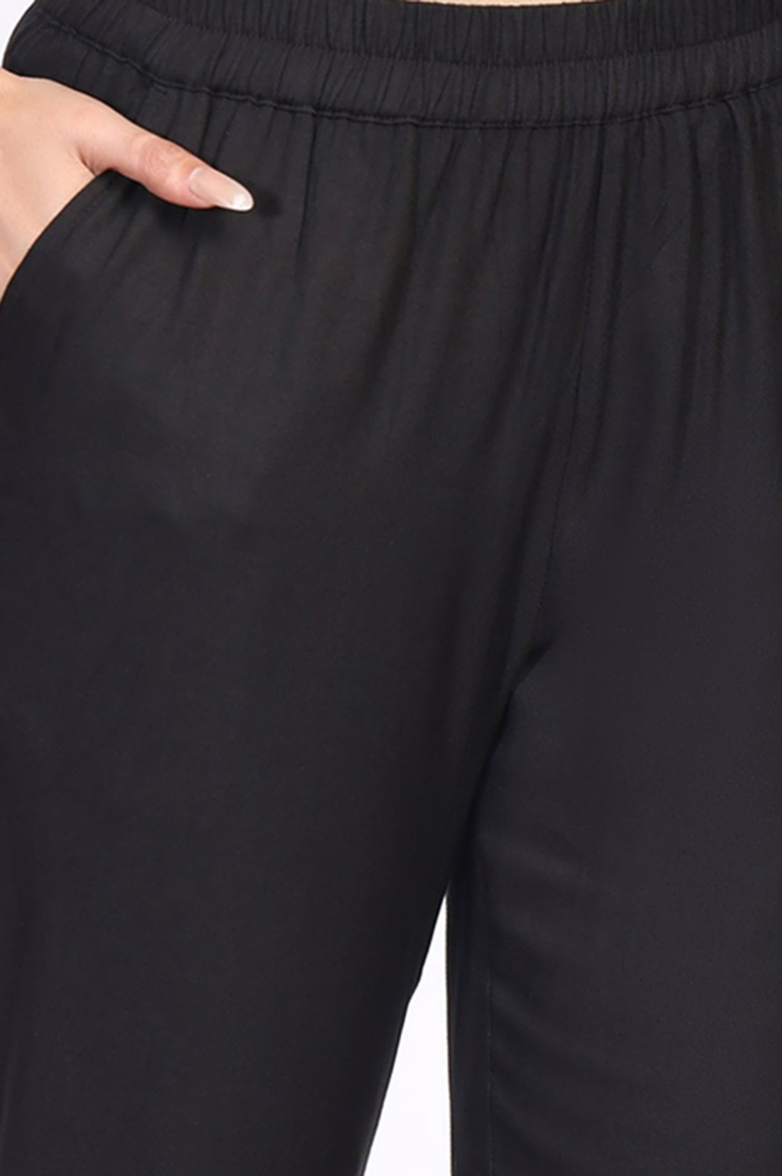 Black Floral Printed Flared Kurta with Gillet and Trouser Set