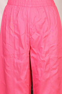 Pink Floral Embroidered A-line Kurta with Salwar and Dupatta Set