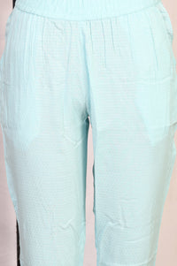 Light Blue Embroidered Straight Kurta with Trouser and Dupatta Set