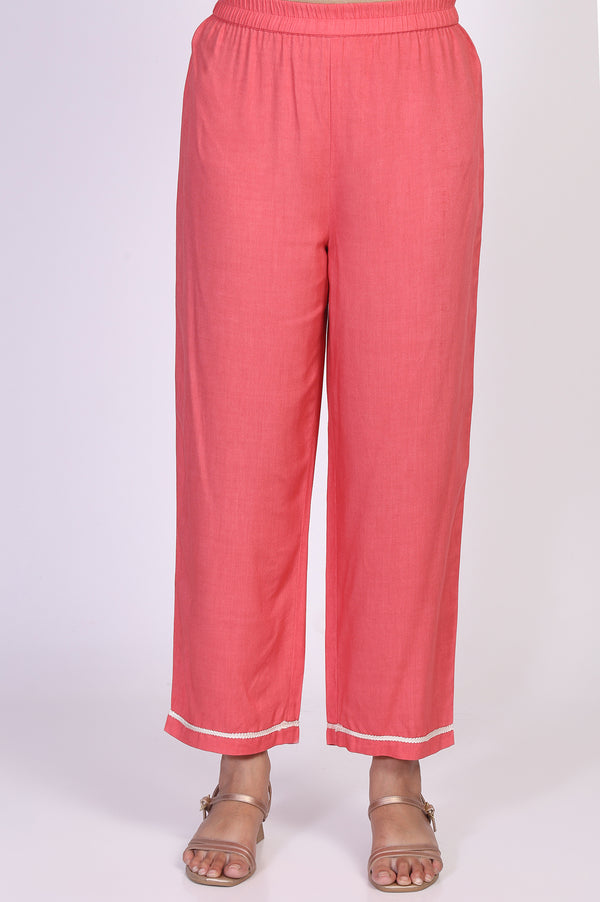 Pink Ethnic Motifs Straight Kurta with Palazzo and Dupatta Set