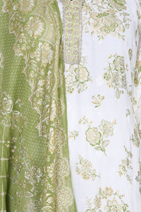 Off White Embroidered Floral Printed Rayon Straight Kurta with Salwar and Dupatta Set