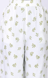 Off White Embroidered Floral Printed Rayon Straight Kurta with Salwar and Dupatta Set