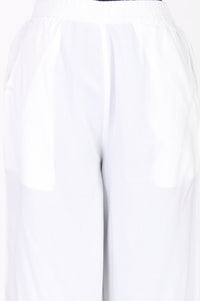 White Cotton Jacquard Straight Kurta with Palazzo and Dupatta Set
