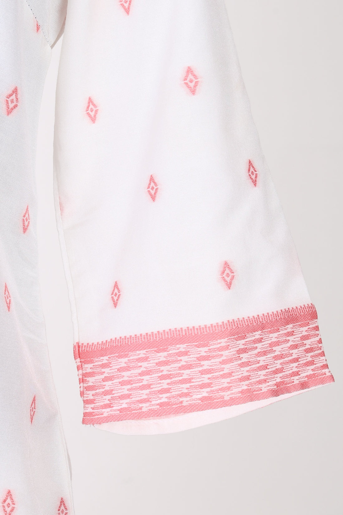 White Cotton Jacquard Straight Kurta with Palazzo and Dupatta Set