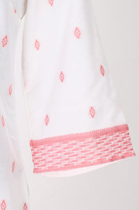 White Cotton Jacquard Straight Kurta with Palazzo and Dupatta Set