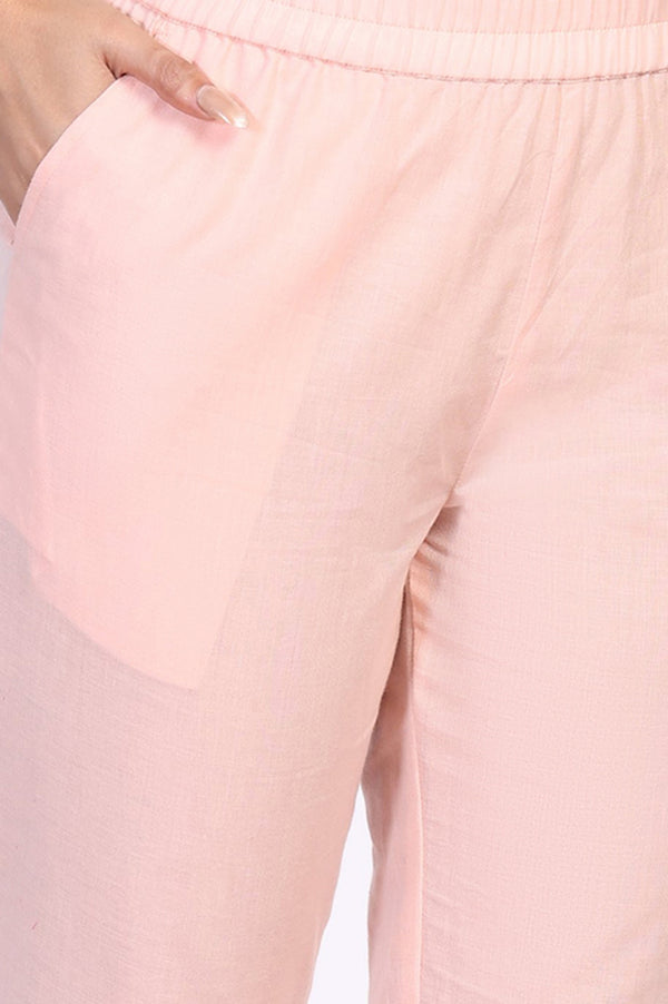 Pink Floral Printed Cotton Blend Straight Kurta with Trouser and Dupatta Set