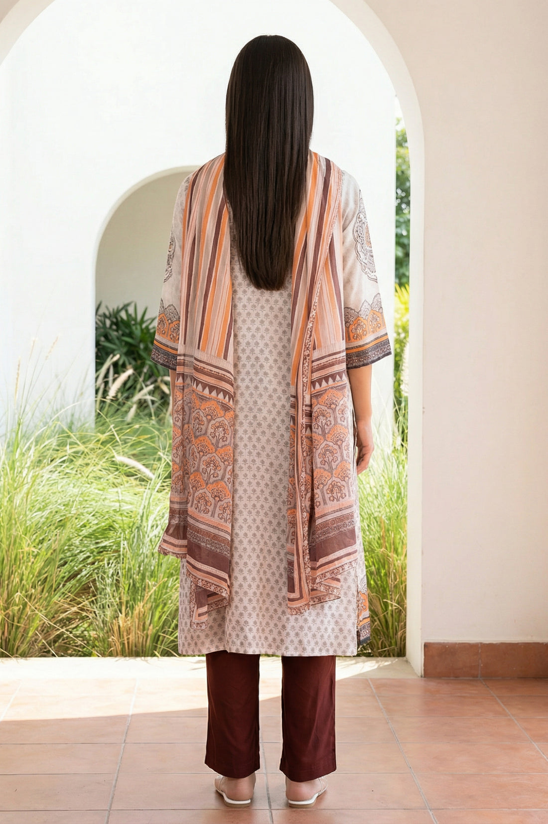 Off White Polka Dots Printed Rayon Sleeveless Straight Kurta with Pants Co-ord Set main image 0