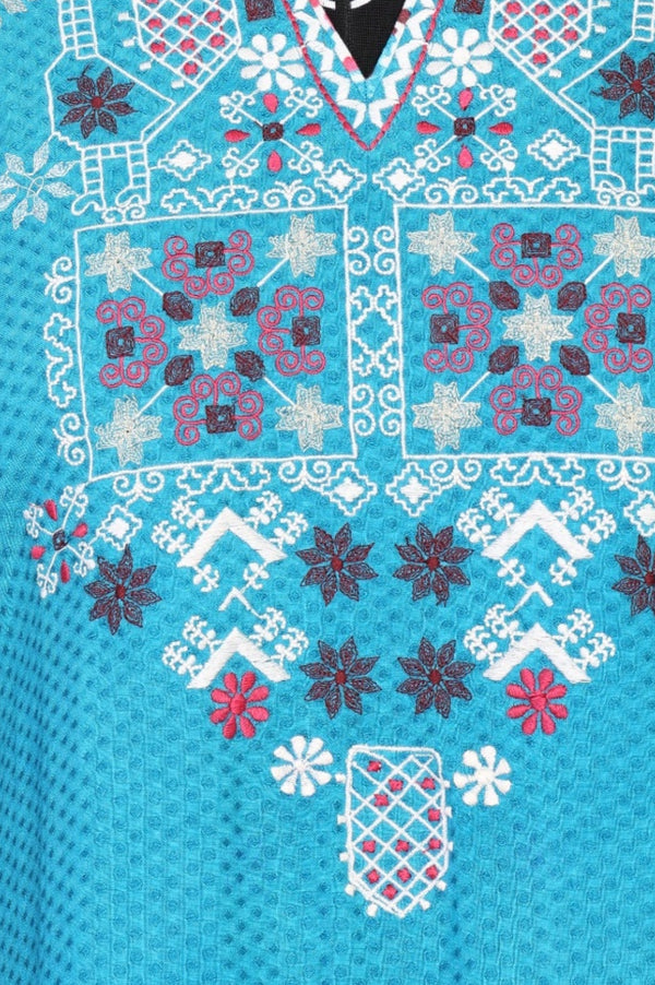 Teal Embroidered Straight Kurta with Salwar and Dupatta Set