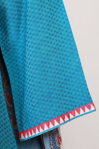 Teal Embroidered Straight Kurta with Salwar and Dupatta Set