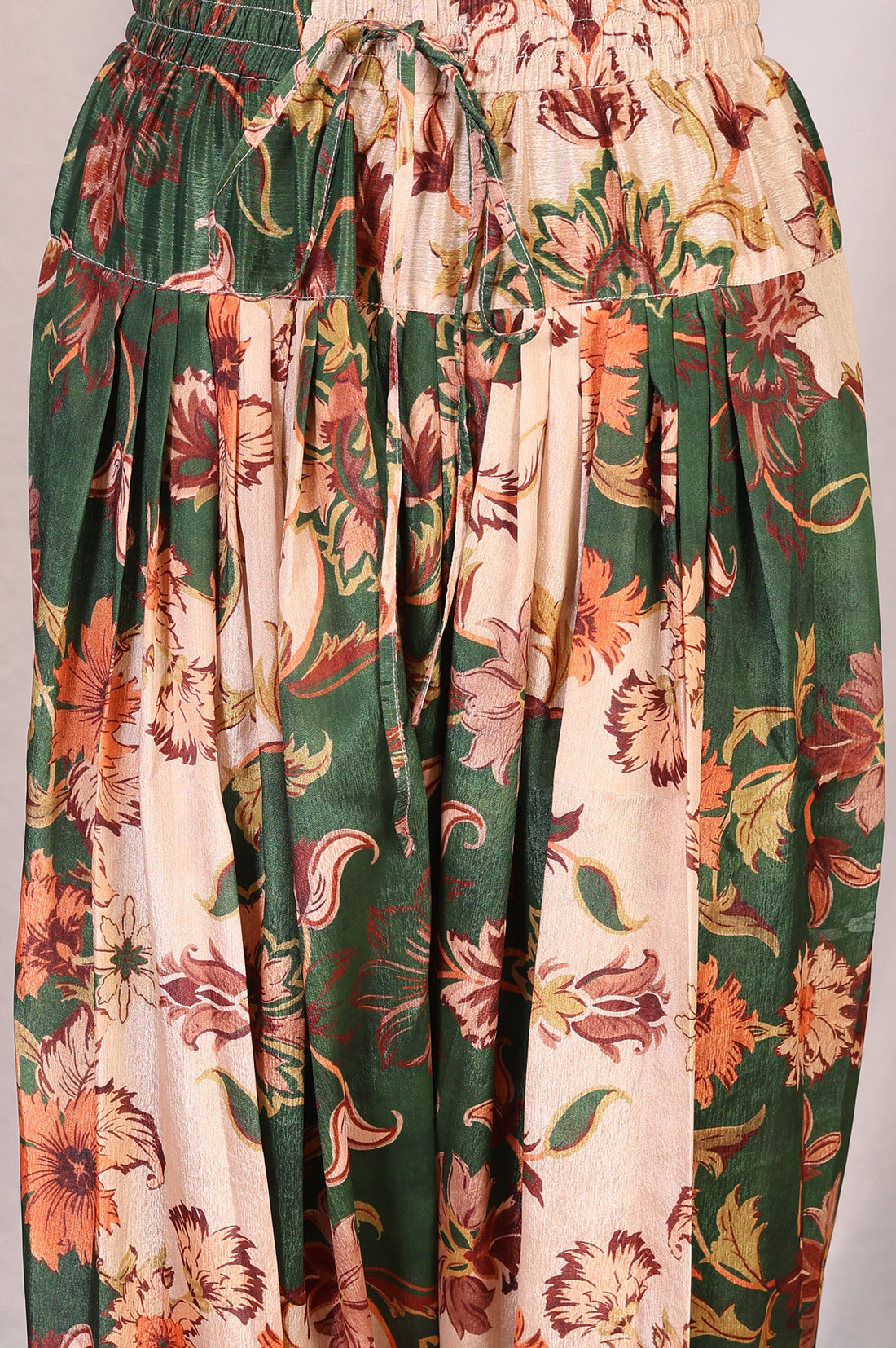 Green Floral Printed Straight Kurta with Trouser Set