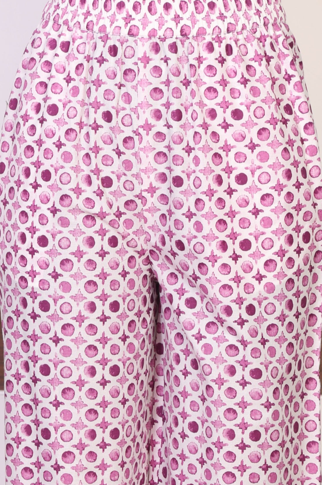 White Floral Printed Pure Cotton Straight Kurta with Palazzo and Dupatta Set