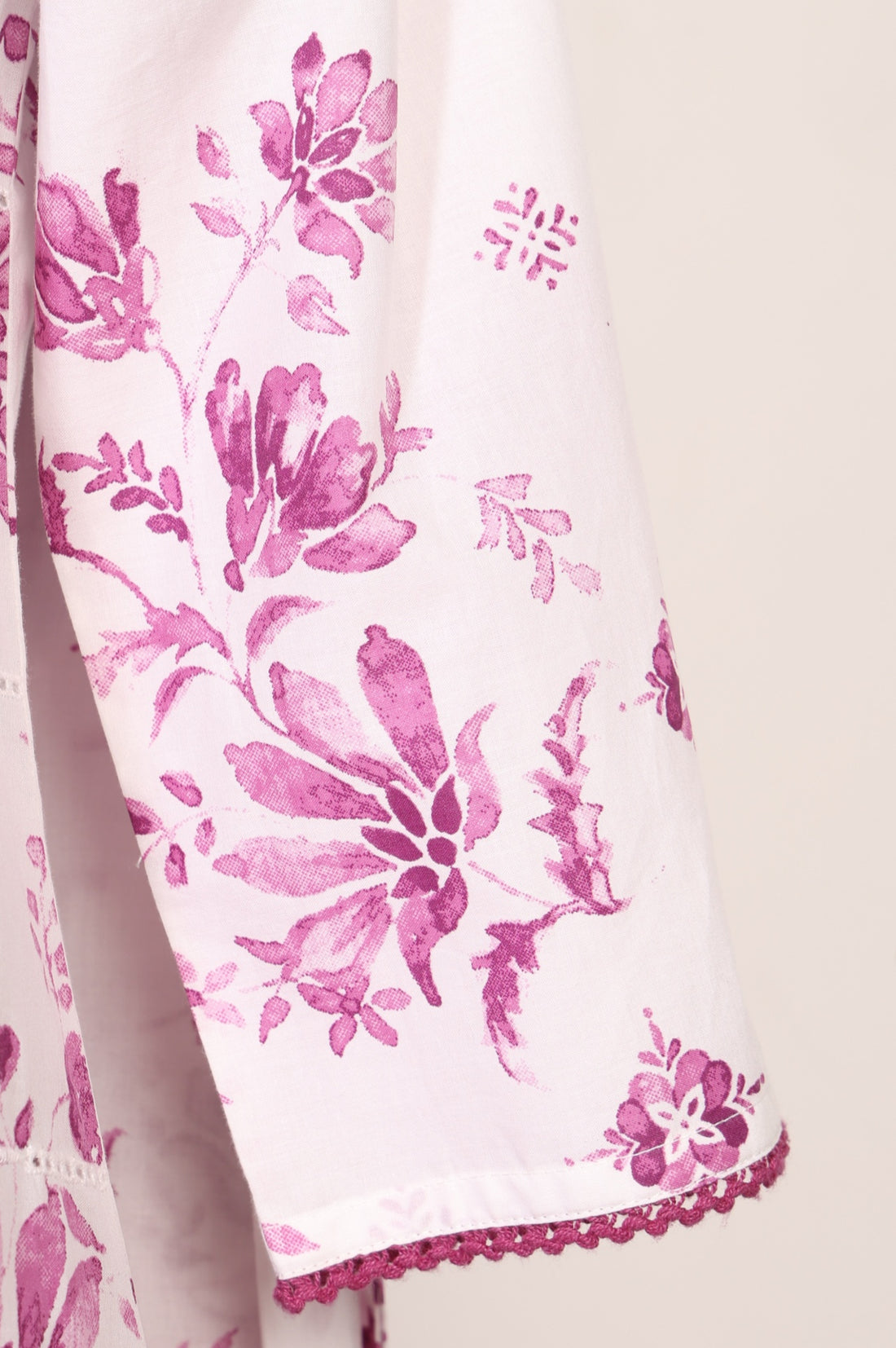 White Floral Printed Pure Cotton Straight Kurta with Palazzo and Dupatta Set