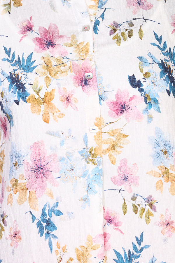 White Floral Printed Rayon Straight Kurta with Palazzo Set