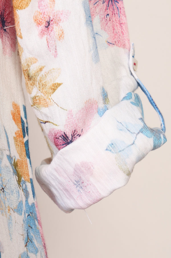 White Floral Printed Rayon Straight Kurta with Palazzo Set