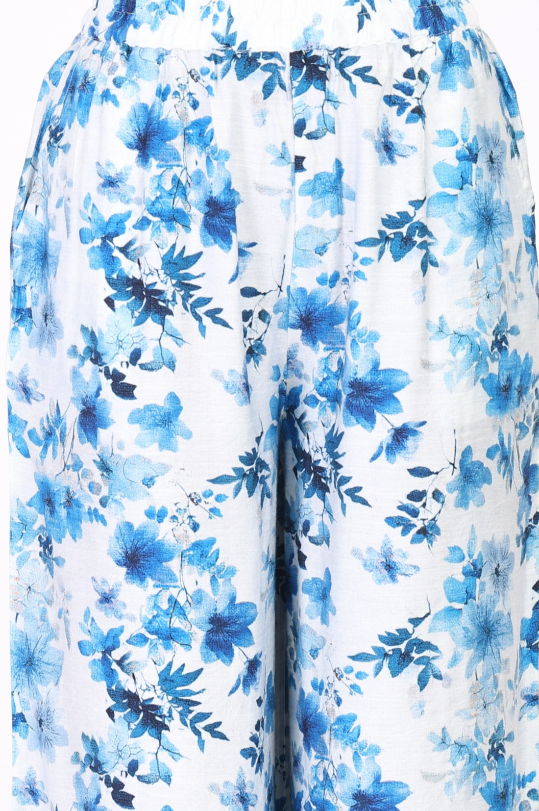 White Floral Printed Rayon Straight Kurta with Cullotes Co-ord Set