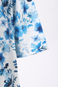 White Floral Printed Rayon Straight Kurta with Cullotes Co-ord Set