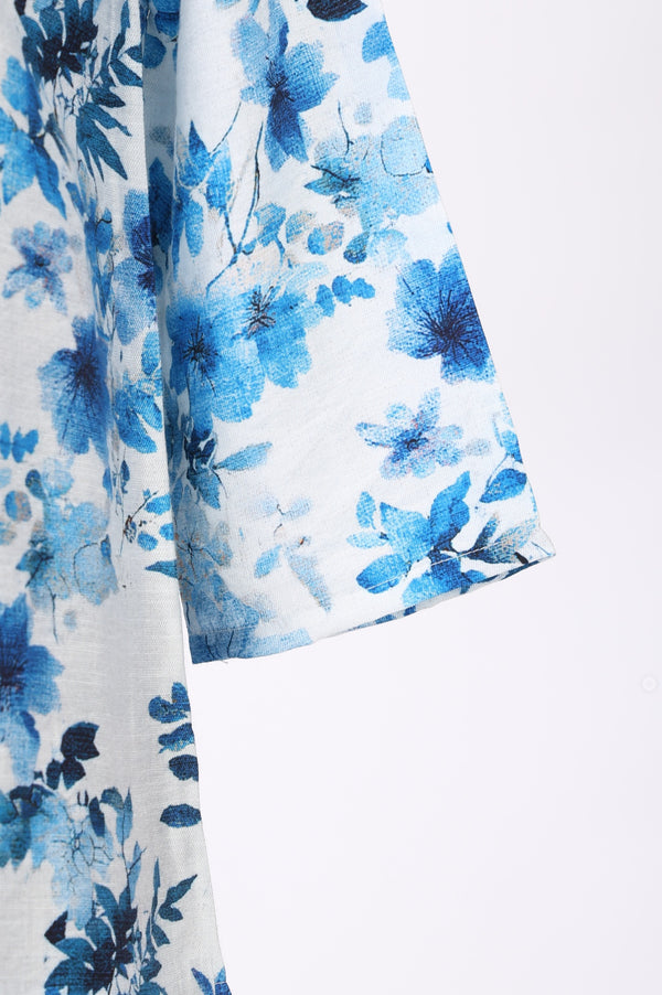 White Floral Printed Rayon Straight Kurta with Cullotes Co-ord Set