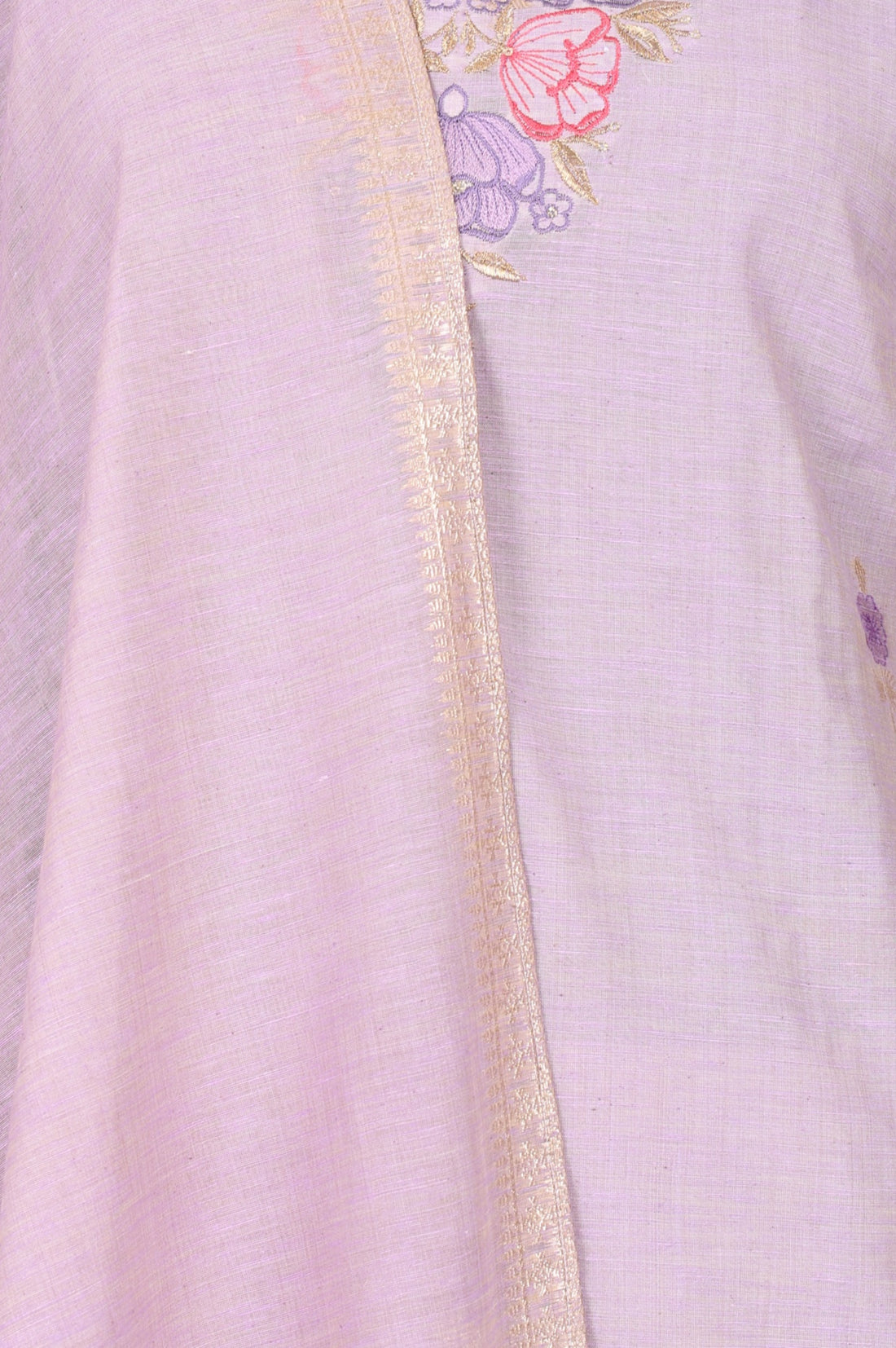 Lavender Zari Embroidered Jacquard Straight Kurta with Palazzo and Dupatta Set