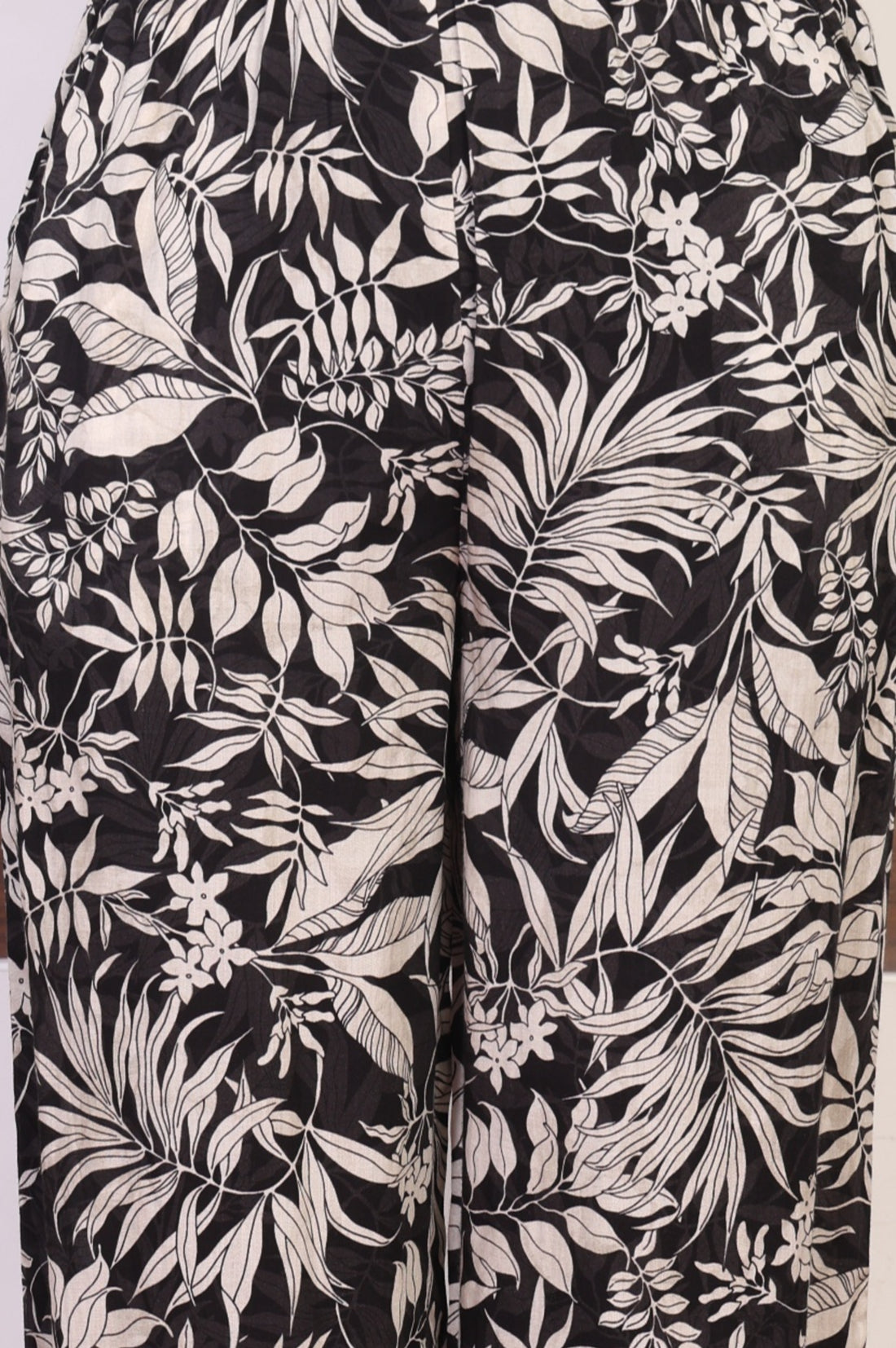 Black Floral Printed Rayon Straight Top with Palazzo Co-ord Set