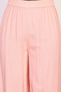 Peach Foil Printed Jacquard Anarkali Kurta with Palazzo and Dupatta Set