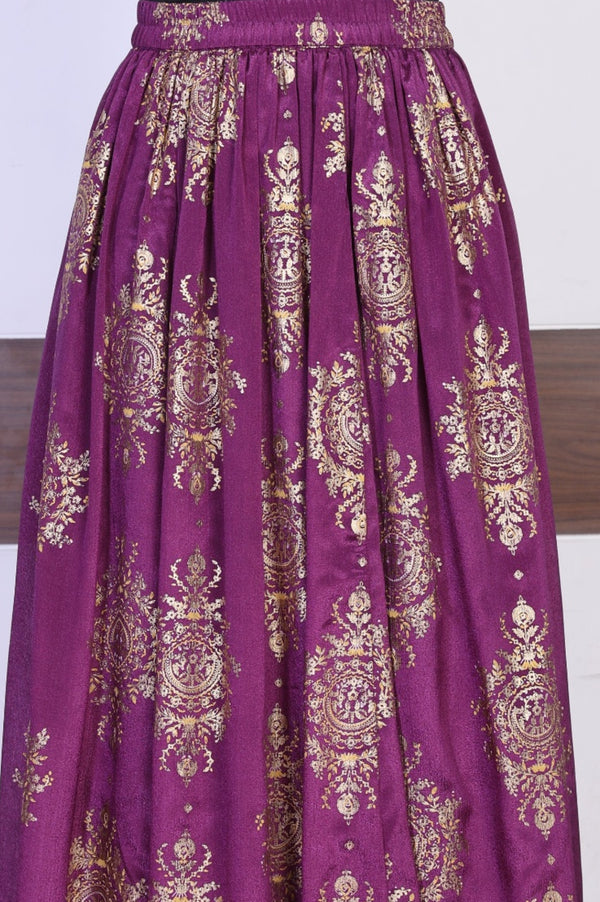 Beige Embroidered Zari Work Straight Kurta with Skirt and Dupatta Set