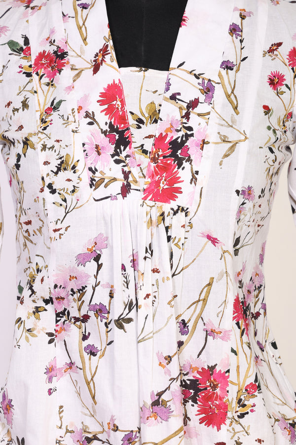 Off White Floral Printed A-line Top and Palazo Co-ord Set