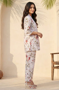 Off White Floral Printed A-line Top and Palazo Co-ord Set