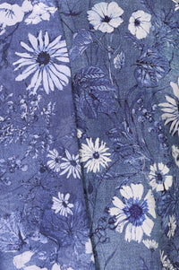 Blue Floral Printed Pure Cotton Straight Kurta with Palazzo and Dupatta Set