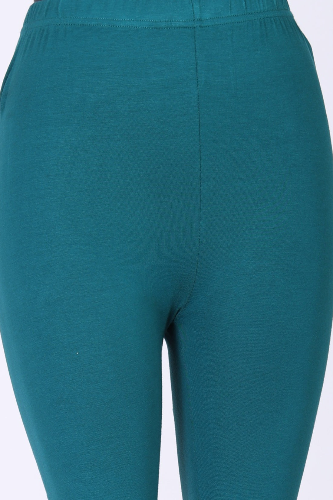 Teal Foil Printed A-Line Kurta with Leggings and Jacquard Dupatta Set