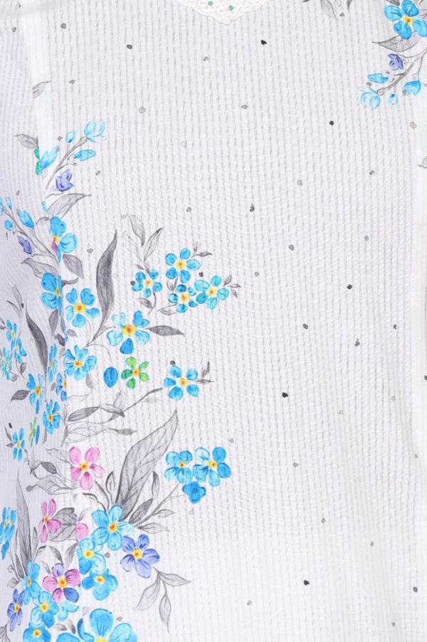 White Floral Printed Pure Cotton Straight Kurta and Trouser Co-ord Set