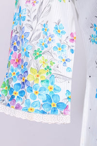 White Floral Printed Pure Cotton Straight Kurta and Trouser Co-ord Set