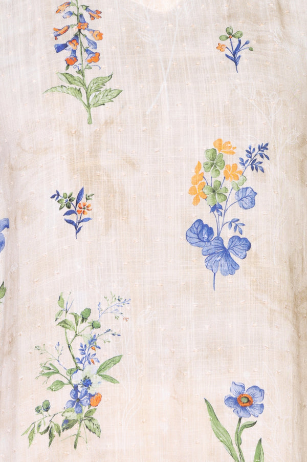 Beige Floral Printed Straight Kurta with Palazzo Co-ord Set